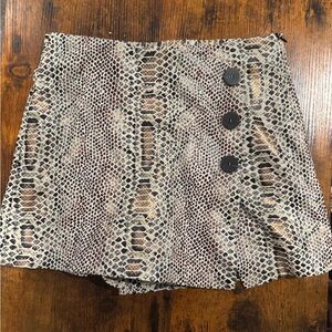 Zara Snakeskin Print Skirt with Black Accents